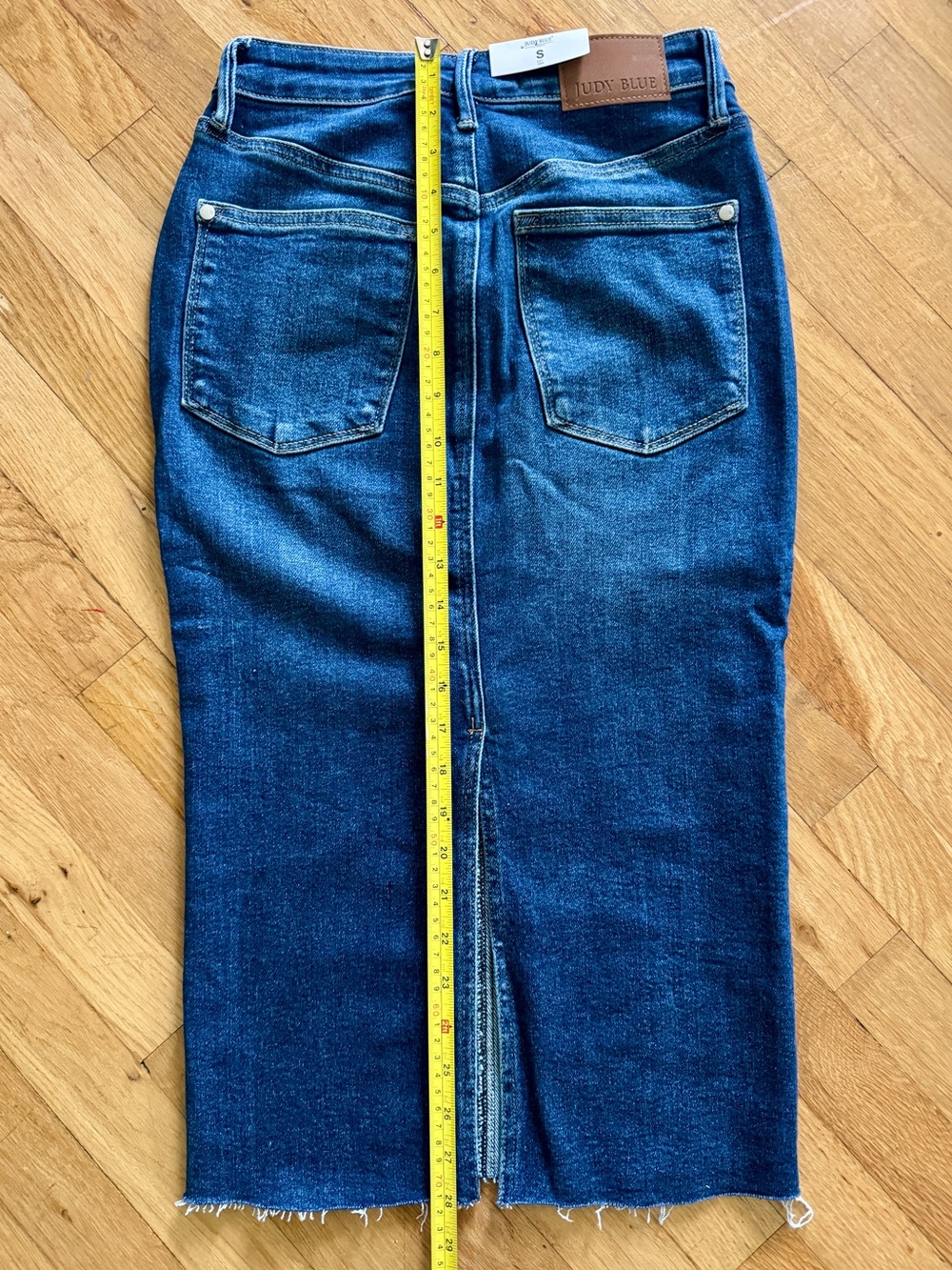 Judy Blue Stretch Denim Pencil Skirt Raw Hem JB2831 Dark Blue Size S - Picture 8 of 9
